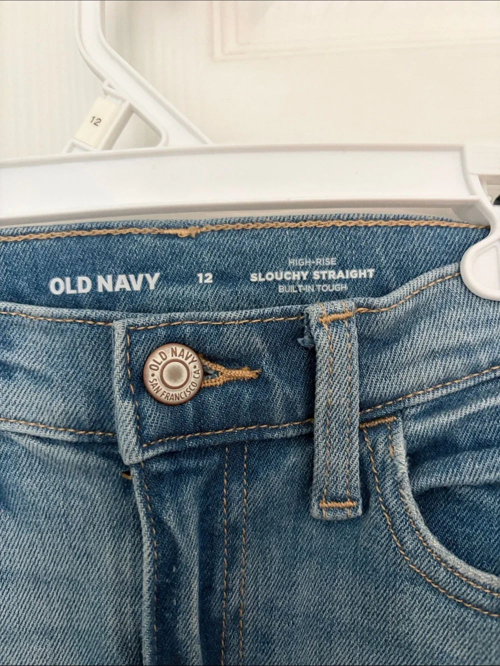Old Navy Light Blue Flare Jeans with Distressed Knee